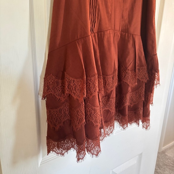 Reformation Cleodora Dress Size 8 Brown Fig Jam Lace Slip On - Picture 5 of 10